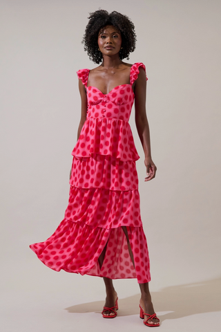 Keith Polka Dot Tiered Midi Dress