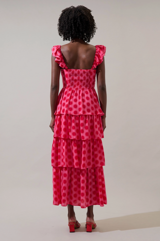 Keith Polka Dot Tiered Midi Dress