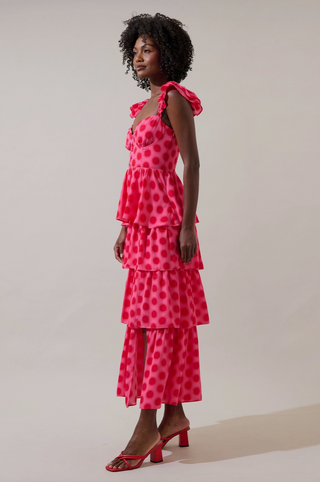 Keith Polka Dot Tiered Midi Dress