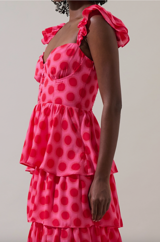 Keith Polka Dot Tiered Midi Dress