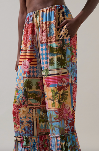 Melani Tropical Gabby Pleated Ruffle Pants