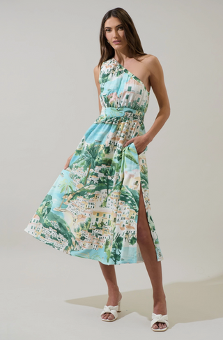 Piti Town Islay One Shoulder Midi Dress