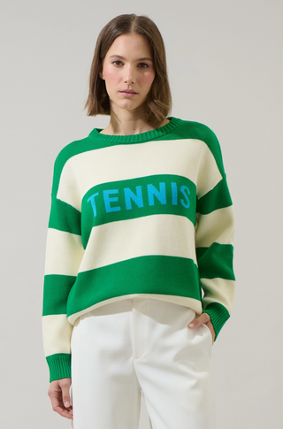 Oversized Tennis Stripe Knit Sweater