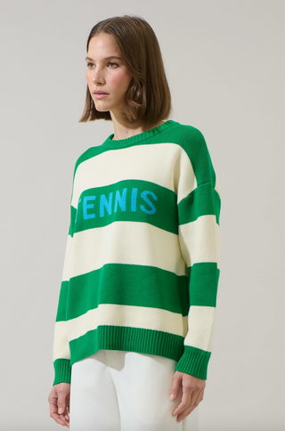 Oversized Tennis Stripe Knit Sweater