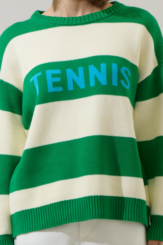 Oversized Tennis Stripe Knit Sweater
