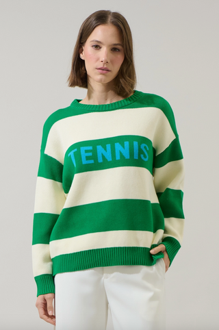 Oversized Tennis Stripe Knit Sweater