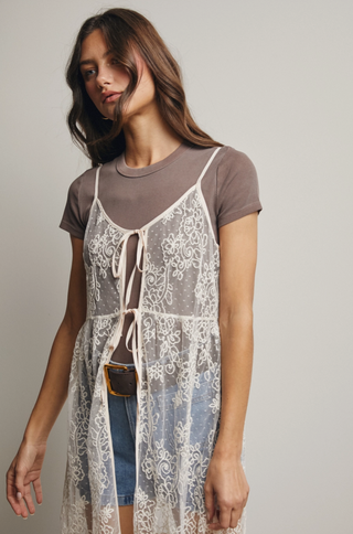 Embroidered Lace Long Vest