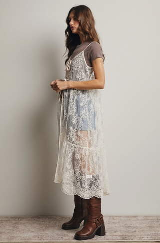 Embroidered Lace Long Vest