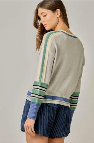 Color Block Fish Knit Sweater