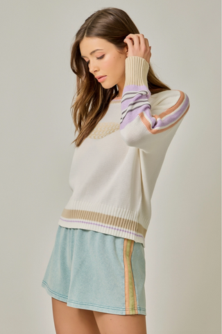 Color Block Fish Knit Sweater