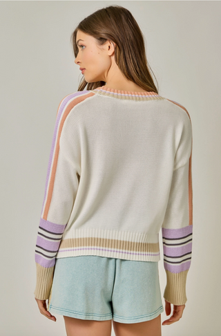Color Block Fish Knit Sweater