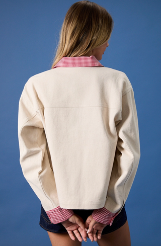 Embroidered Dog Cropped Barn Jacket