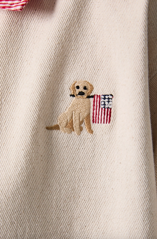 Embroidered Dog Cropped Barn Jacket