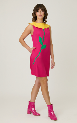 Flower Petal Collar Shift Mini Dress