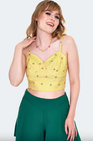 Natalie Cherry Stripe Crop Top