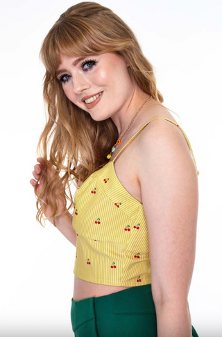 Natalie Cherry Stripe Crop Top