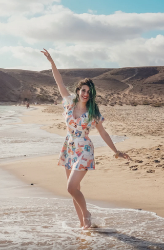 Postcard Print Playsuit