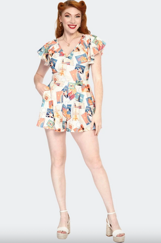 Postcard Print Playsuit