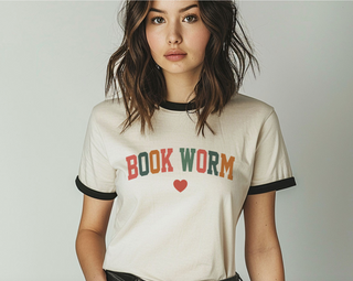 Bookworm Heart Unisex Ringer Graphic Tee