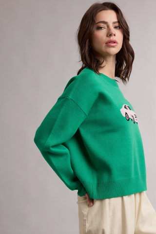 Sports Car Graphic Knit Sweater