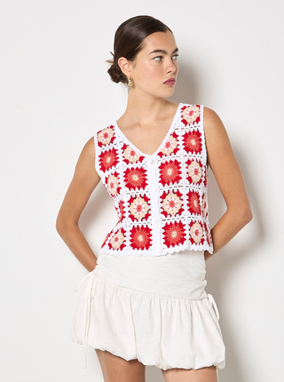 Crochet Squares Vest Knit Top