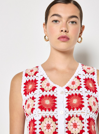 Crochet Squares Vest Knit Top