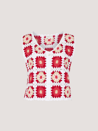 Crochet Squares Vest Knit Top