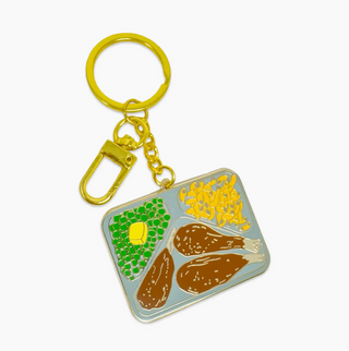 Retro TV Dinner Enamel Bag Charm & Keychain