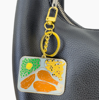 Retro TV Dinner Enamel Bag Charm & Keychain