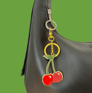 Cherries Enamel Bag Charm & Keychain