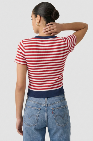 Ribbed Striped Cropped Cardigan