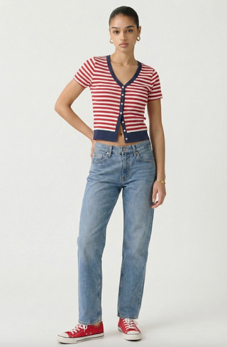 Ribbed Striped Cropped Cardigan