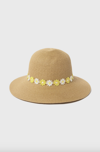 Floppy Straw Hat With Daisy Band