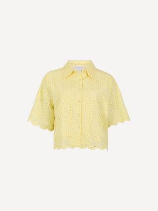 Eyelet Scalloped Hem Cropped Blouse