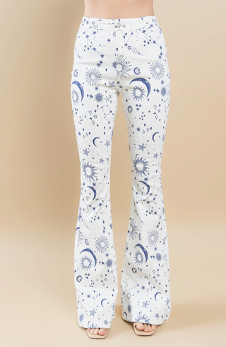 Celestial Printed Bootcut Flare Jeans-FINAL SALE
