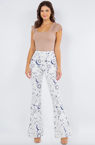 Celestial Printed Bootcut Flare Jeans-FINAL SALE