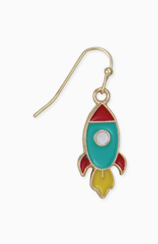 Blast Off Enamel Rocket Earrings