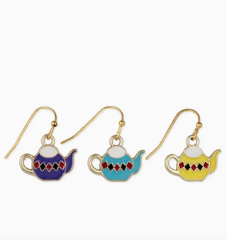 Little Teapot Enamel Earrings