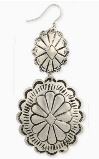 Silver Double Concha Drop Earrings