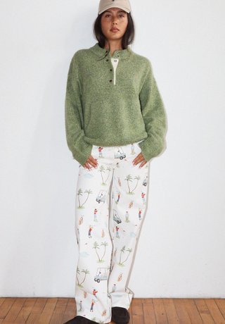 Golf Print Wide Leg Pants