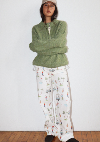 Golf Print Wide Leg Pants
