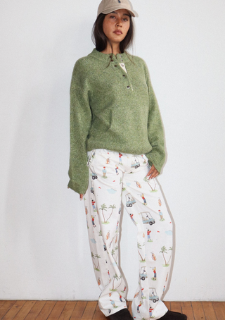 Golf Print Wide Leg Pants