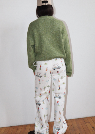 Golf Print Wide Leg Pants