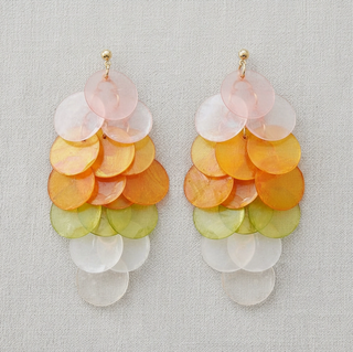 Multicolored Shell Tassel Post Earrings