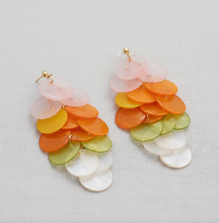 Multicolored Shell Tassel Post Earrings