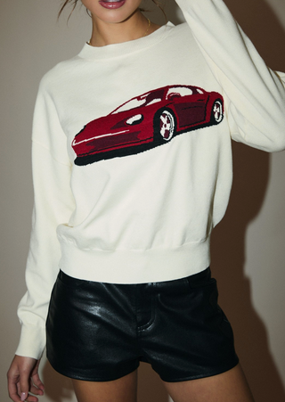 Sports Car Graphic Knit Sweater