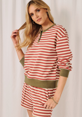 Henley Stripe Sweatshirt