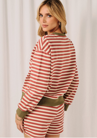 Henley Stripe Sweatshirt