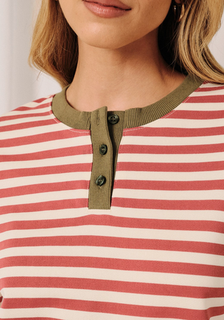 Henley Stripe Sweatshirt