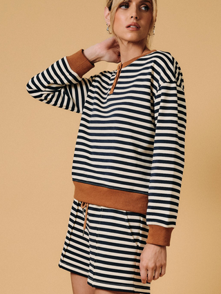 Henley Stripe Sweatshirt